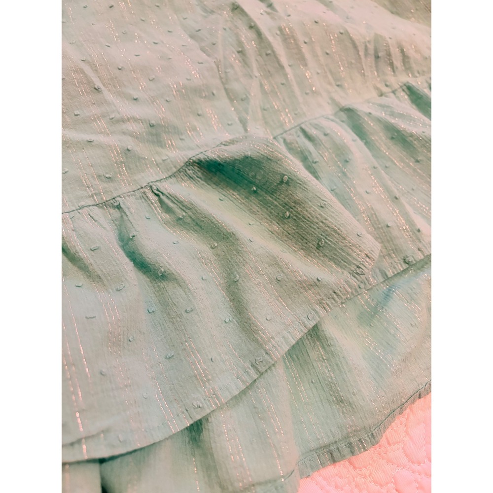 Toddler Girl Western Boho Mint Green Aqua Sleeveless Tiered Summer Dress Size 4T - Picture 3 of 8